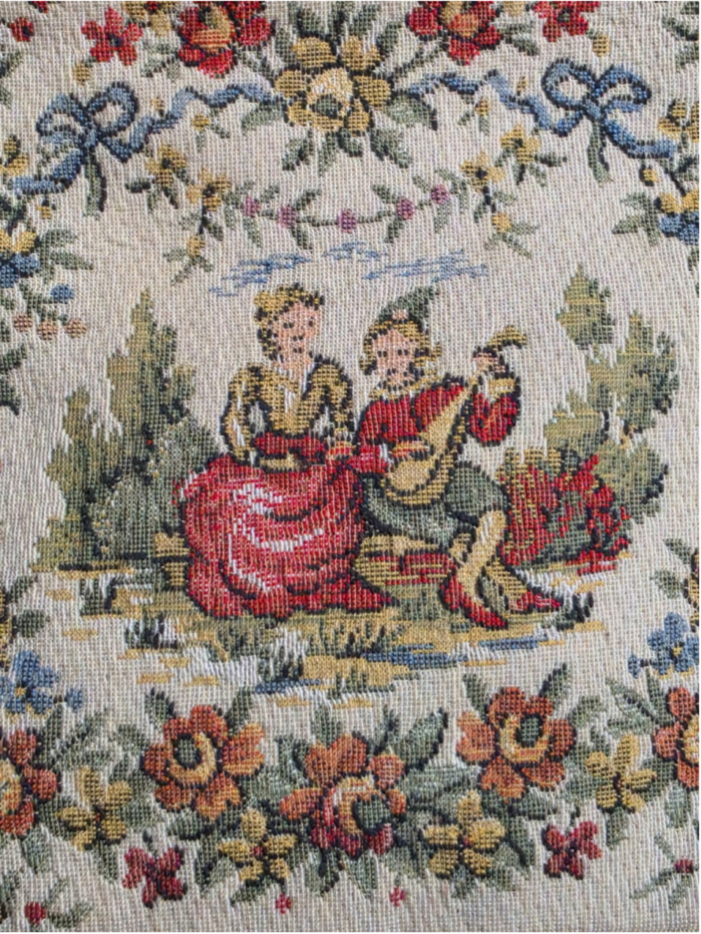 Vintage French Tapestry Purse HA & E Smith Bermuda Evening Bag Courting Scene EX - Picture 3 of 13
